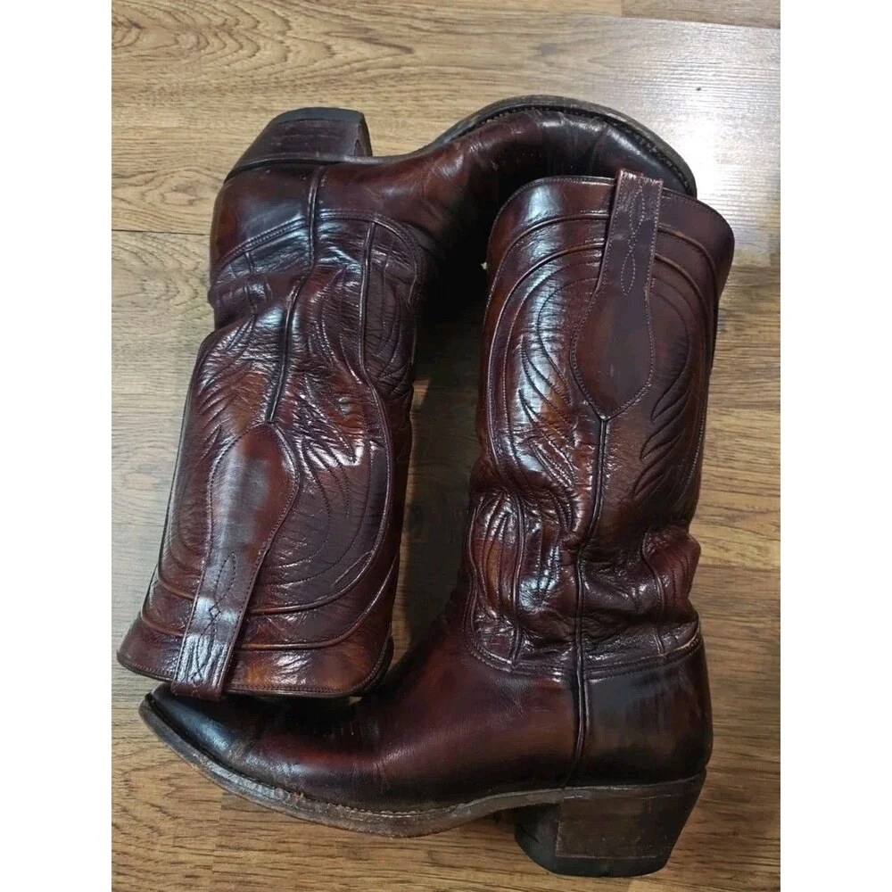 Lucchese San Antonio 2083ZZ Cowboy Boots Size 8D Goatskin Leather Seville Style